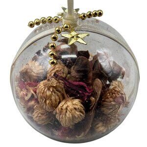 Christmas tree potpourri plastic ball ornament clear plastic 3" bow READ
